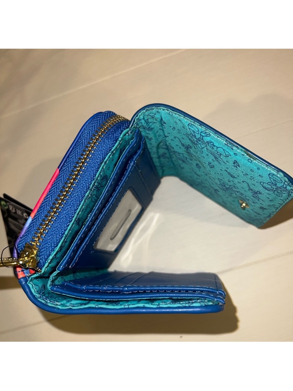 Loungefly NWT Pinocchio Coral Zip Wallet with Bright Coral Accents - Picture 4 of 6